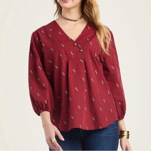 NWOT Ariat Chimayo Collection Centinela Traditional Arts red Peasant top size L